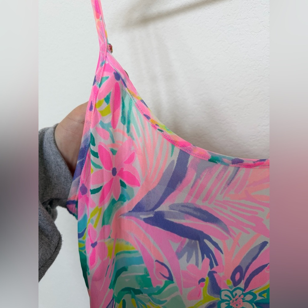Lilly Pulitzer Swimsuit Cover Up Size Large Winni Coverup Floral Bright Pink - Picture 6 of 8